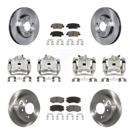 Front Rear Disc Brake Caliper Rotor & Ceramic Pad Kit (10Pc) For 2010-2011 Kia Soul 2.0L KC8-101261C