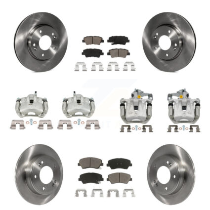 Front Rear Brake Caliper Rotor & Ceramic Pad Kit (10Pc) For Hyundai Elantra GT Kia Forte KC8-101268C