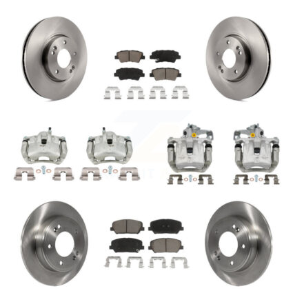 Front Rear Brake Caliper Rotor & Ceramic Pad Kit (10Pc) For 2014 Kia Forte SX with Sedan KC8-101269C