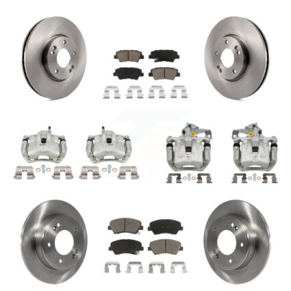 Front Rear Brake Caliper Rotor & Ceramic Pad Kit (10Pc) For 2014 Kia Forte SX with Sedan KC8-101270C