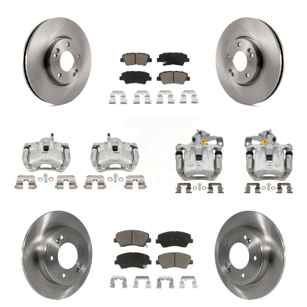 Front Rear Brake Caliper Rotor & Ceramic Pad Kit (10Pc) For 2014 Kia Forte SX with Sedan KC8-101270C