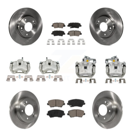 Front Rear Brake Caliper Rotor & Ceramic Pad Kit (10Pc) For Kia Forte Hyundai Elantra GT KC8-101271C