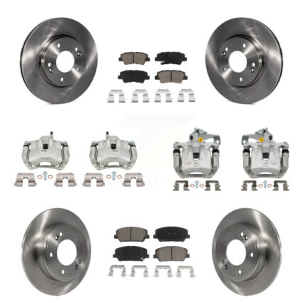Front Rear Brake Caliper Rotor & Ceramic Pad Kit (10Pc) For 2014 Kia Forte LX with Sedan KC8-101276C