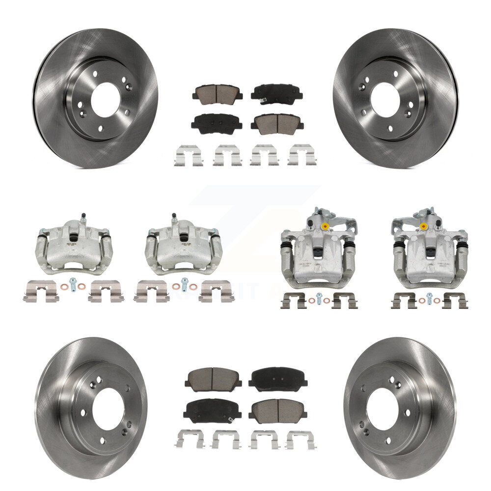 Front Rear Brake Caliper Rotor & Ceramic Pad Kit (10Pc) For 2014 Kia Forte LX with Sedan KC8-101276C
