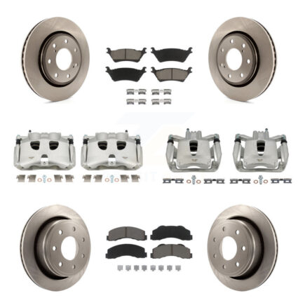 Front Rear Brake Caliper Rotor & Ceramic Pad Kit (10Pc) For Ford F-150 With 7 Lug Wheels KC8-101284C