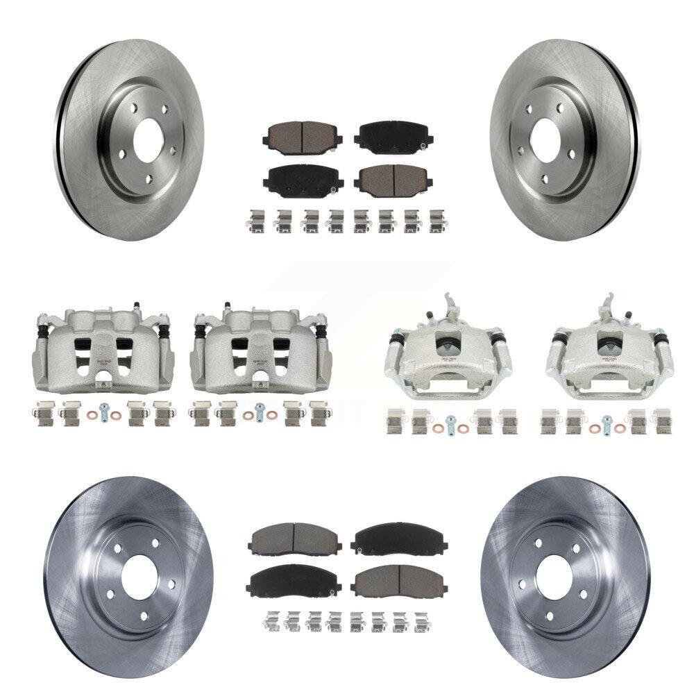 Front Rear Disc Brake Caliper Rotor & Ceramic Pad Kit (10Pc) For 2014-2020 Dodge Journey KC8-101287C