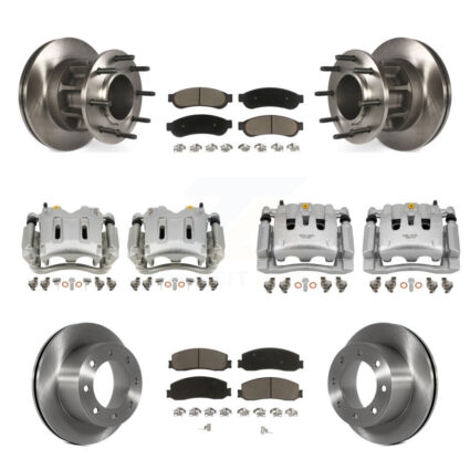 Front Rear Disc Brake Caliper Rotor Ceramic Pad Kit (10Pc) For Ford F-250 Super Duty RWD KC8-101312C