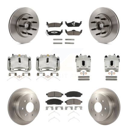 Front Rear Brake Caliper Rotor Ceramic Pad Kit (10Pc) For Ford F-150 Lincoln Mark LT RWD KC8-101317C
