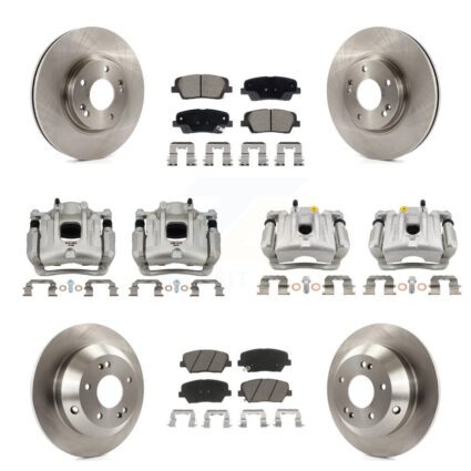 Front Rear Brake Caliper Rotor & Ceramic Pad Kit (10Pc) For Hyundai Santa Fe Kia Sorento KC8-101337C