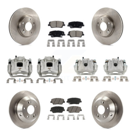 Front Rear Brake Caliper Rotor & Ceramic Pad Kit (10Pc) For Hyundai Santa Fe Kia Sorento KC8-101338C