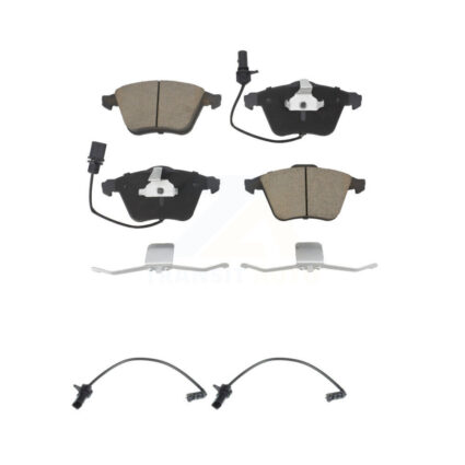Front Ceramic Disc Brake Pads And Extra Wear Sensor Pairs Kit For 2011 Audi A6 KCW-100747