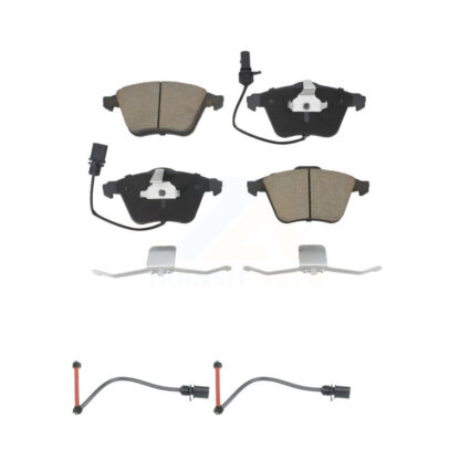 Front Ceramic Disc Brake Pads And Extra Wear Sensor Pairs Kit For 2011 Audi A6 Quattro KCW-100748