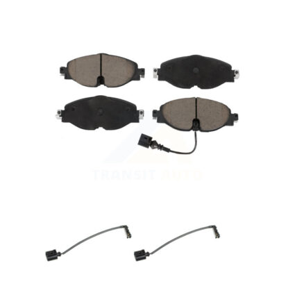 Front Ceramic Brake Pads Extra Wear Sensor Pair Kit For 16 Audi TT Quattro Base with 2.0L KCW-100757