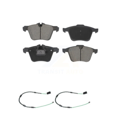 Front Ceramic Brake Pad & Wear Sensor Pair Kit For 13-15 Jaguar XF with 356mm Rotor KCW-101170