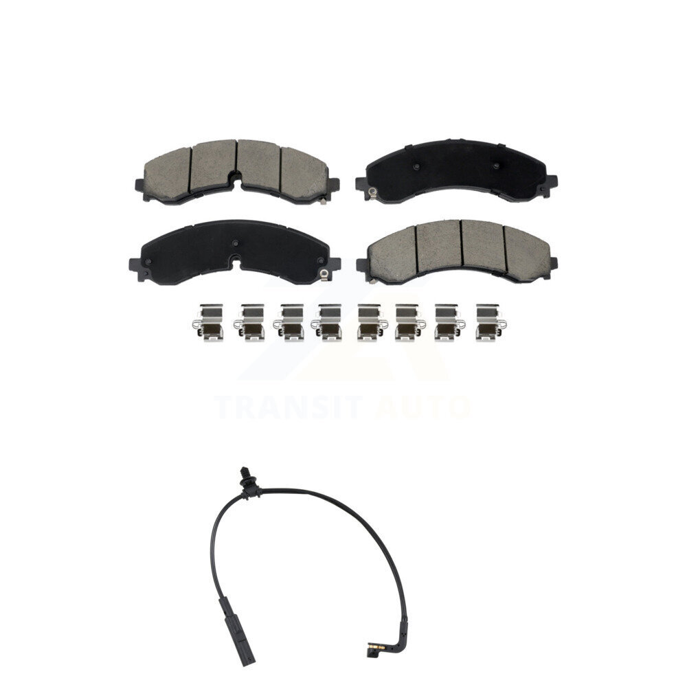 Front Ceramic Brake Pad & Wear Sensor Kit For GMC Chevrolet Sierra 2500 HD Silverado 3500 KCW-101222