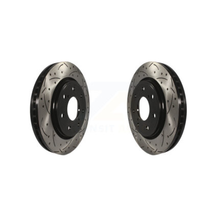 Front Coated Drilled Slot Disc Brake Rotor Pair For 2010-2014 Ford F-150 With 7 Lug Wheels KD-100015