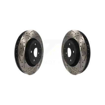 Front Coated Drilled Slot Disc Brake Rotors Pair For Jeep Grand Cherokee Dodge Durango WK KD-100034