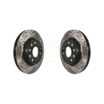 Front Coated Drilled Slot Disc Brake Rotors Pair For Volkswagen Jetta GTI Audi A3 Quattro KD-100080