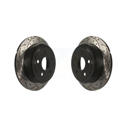 Rear Coated Drilled Slotted Disc Brake Rotors Pair For Jeep Wrangler JK KD-100137