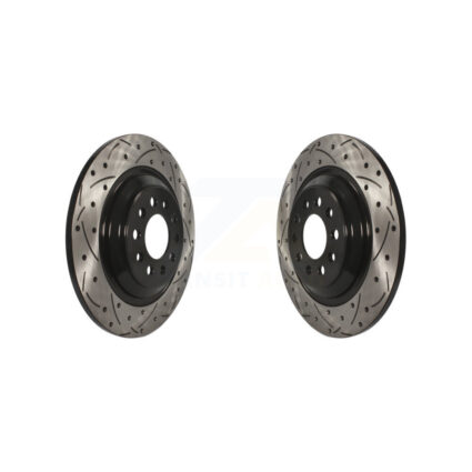 Rear Drilled Slot Brake Rotors Pair For 14-23 Jeep Cherokee With Dual Piston Front Caliper KD-100146
