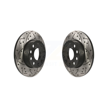 Rear Drilled Slot Disc Brake Rotors Pair For Volkswagen Jetta Rabbit Golf Audi A3 Quattro KD-100154