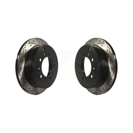 Rear Drilled Slot Disc Brake Rotor Pair For Toyota Tundra Sequoia Lexus LX570 Land Cruiser KD-100161