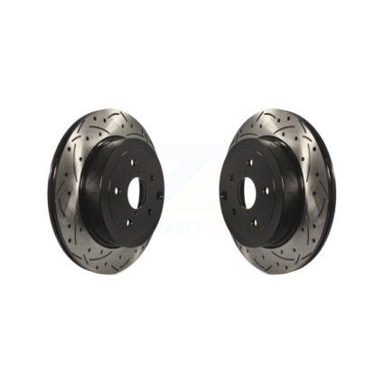 Rear Coated Drilled Slotted Disc Brake Rotors Pair For Subaru Impreza WRX STI KD-100167
