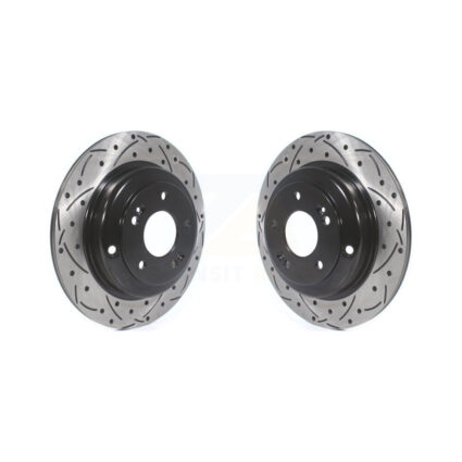 Rear Coated Drilled Slotted Disc Brake Rotors Pair For Hyundai Genesis Coupe KD-100172