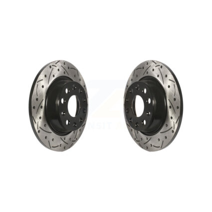 Rear Drill Slot Brake Rotors Pair For Volkswagen Tiguan Audi CC Jetta A3 Quattro Q3 Passat KD-100176
