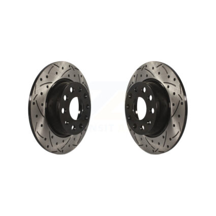Rear Drill Slot Brake Rotor Pair For Volkswagen Jetta Golf Passat SportWagen Taos Audi GTI KD-100177