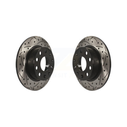 Rear Drill Slot Brake Rotors Pair For Volkswagen Jetta Beetle Golf Alltrack Eos SportWagen KD-100178
