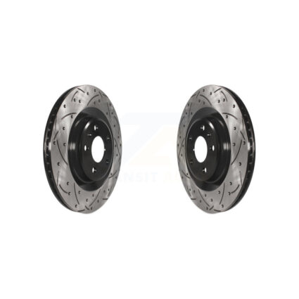 Rear Drilled Slot Brake Rotor Pair For Audi Q5 Porsche Macan A4 Quattro SQ5 S5 Q7 A5 S4 A6 KD-100179