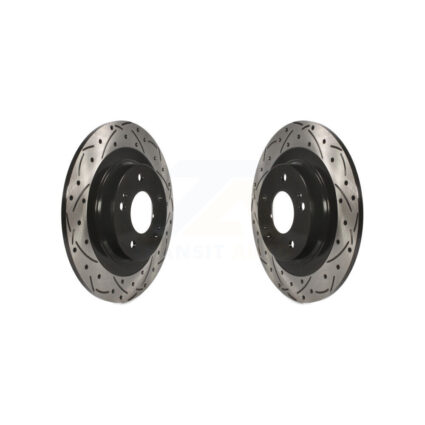 Rear Drilled Slot Brake Rotors Pair For Mitsubishi RVR Outlander Eclipse Cross PHEV Sport KD-100189