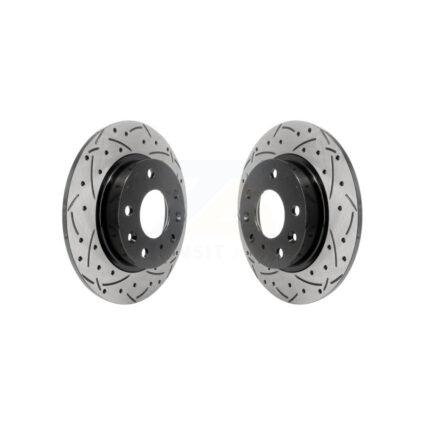 Rear Coated Drilled Slotted Disc Brake Rotors Pair For Mazda 3 CX-30 Sport CX-3 KD-100193