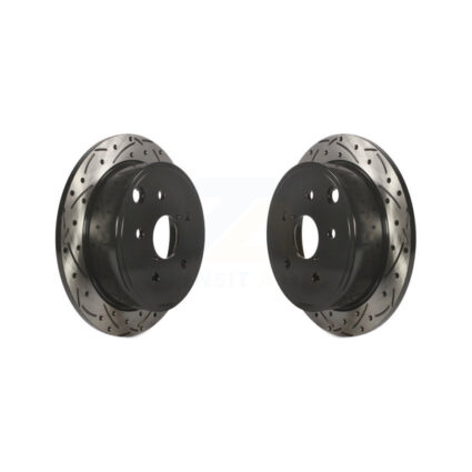Rear Coated Drilled Slotted Disc Brake Rotors Pair For Subaru WRX KD-100198