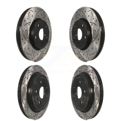 Front Rear Coated Drilled Slot Disc Brake Rotors Kit For 2010-2015 Chevrolet Camaro LT LS KD-100208