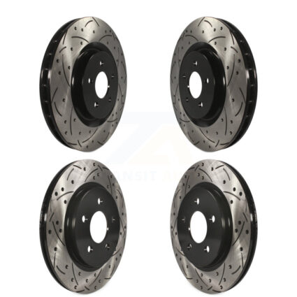 Front Rear Coated Drilled Slotted Disc Brake Rotors Kit For Ford Mustang KD-100219