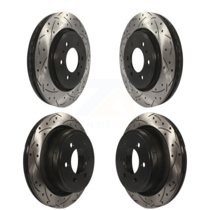 Front Rear Coated Drilled Slotted Disc Brake Rotors Kit For Ford F-150 KD-100222