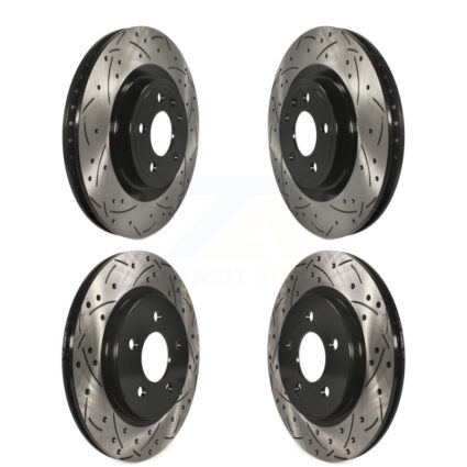 Front Rear Coated Drilled Slotted Disc Brake Rotors Kit For Ford Mustang KD-100228