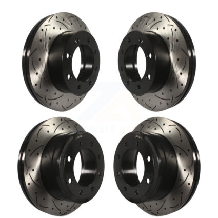 Front Rear Coated Drilled Slotted Disc Brake Rotor Kit For Ford F-250 Super Duty F-350 4WD KD-100236