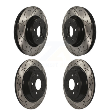 Front Rear Coated Drill Slot Disc Brake Rotors Kit For 2015-2017 Ford Mustang V6 with 3.7L KD-100237