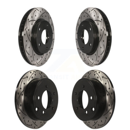 Front Rear Coated Drilled Slotted Disc Brake Rotor Kit For Mitsubishi Lancer Dodge Caliber KD-100247