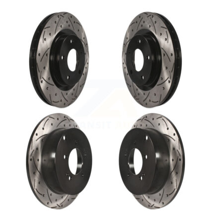 Front Rear Coated Drilled Slotted Disc Brake Rotors Kit For Mitsubishi Outlander KD-100250