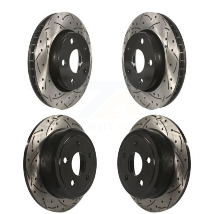 Front Rear Coated Drilled Slotted Disc Brake Rotors Kit For Jeep Wrangler JK KD-100252