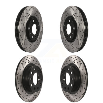 Front Rear Coated Drilled Slotted Disc Brake Rotors Kit For 2013-2016 Dodge Dart KD-100258