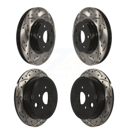 Front Rear Coated Drilled Slotted Disc Brake Rotors Kit For Subaru Impreza KD-100263