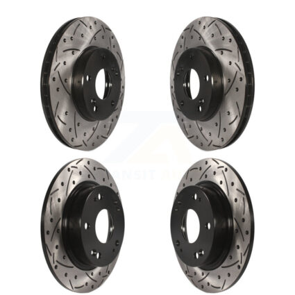 Front Rear Coated Drilled Slotted Disc Brake Rotors Kit For Honda Civic Acura CSX ILX KD-100265