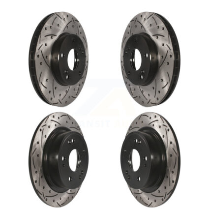 Front Rear Coated Drilled Slotted Disc Brake Rotors Kit For Honda Accord KD-100266