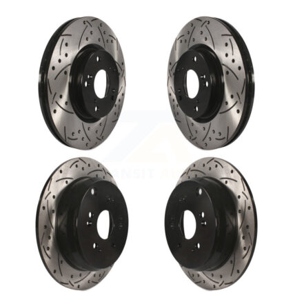 Front Rear Coated Drilled Slotted Disc Brake Rotors Kit For 2005-2006 Honda CR-V KD-100271