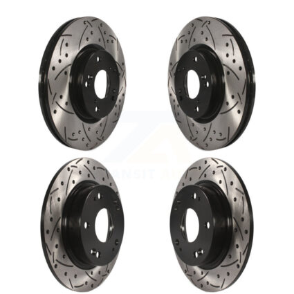 Front Rear Coated Drilled Slotted Disc Brake Rotors Kit For Honda Civic Acura CSX ILX KD-100272
